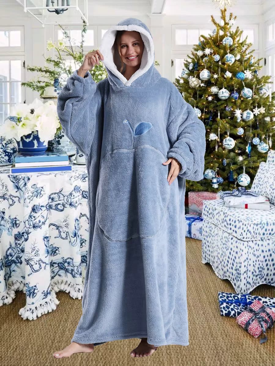 Damskie bluzy z kapturem jesień zima bardzo długie oversize odzież domowa dla par piżama ciepła kurtka z kapturem koc pluszowa męska odzież domowa